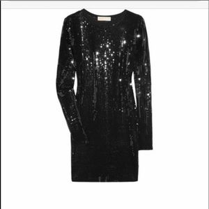 Long Sleeve Black Sequence Dress by Michael Kors